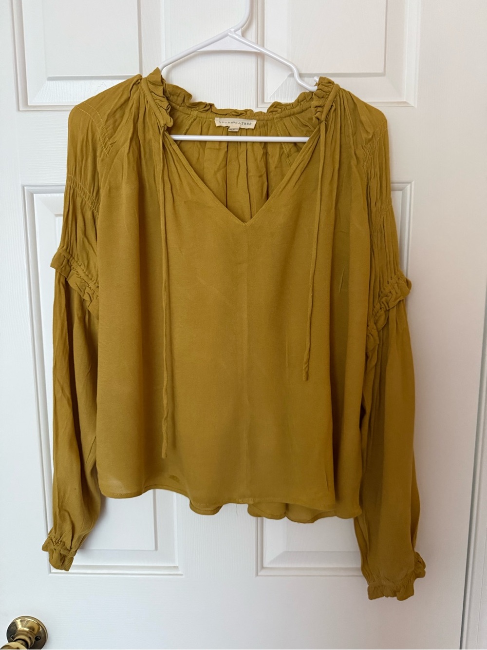 Ruffle-Neck Yellow Blouse